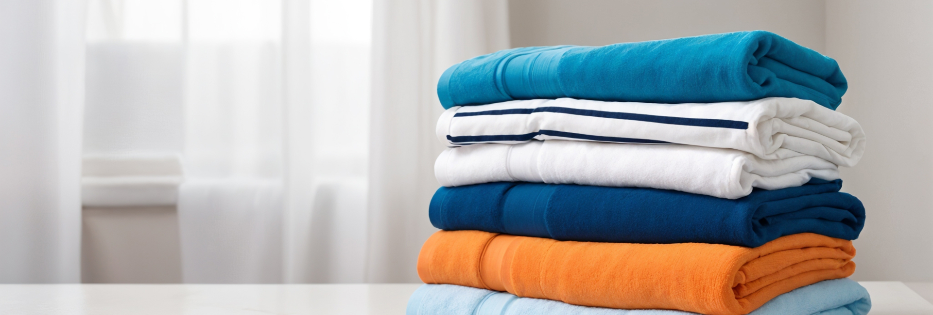 Stack Of Blue White And Orange Laundry 1920X650